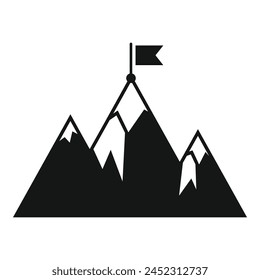 Mountain peak flag target icon simple vector. Success goal. Course leader