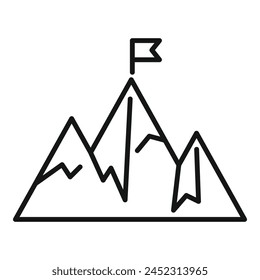 Mountain peak flag target icon outline vector. Success goal. Course leader