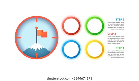 Mountain Peak in fographischen Grafik Design Element Set. Abstrakte Symbole für Infochart. Kit für Anleitung. Visuelle Datendarstellung. Calibri Fett, Questrial Reguläre Schriftarten verwendet