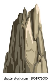 Pico de montaña, cima de colina, elemento aislado para el paisaje rocoso. Clipart vectorial de naturaleza realista. Dibujo plano de caricatura.
