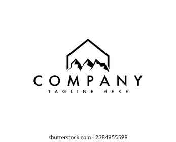 mountain peak house real estate resort logo design template