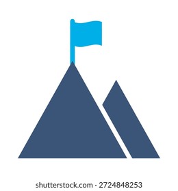 Berggipfel Symbol blau flach Vektor Design Flagge Gipfel Symbol Erfolg Ziel Führung Grafikelement Zeichen