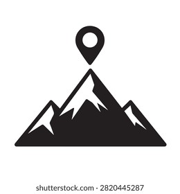 Mountain peak icon with a location pin marker on top.