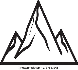 Mountain peak icon logotipo vetorial símbolo assinar em limpo médio negrito line art para temas de paisagem ao ar livre	