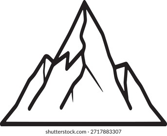 Mountain peak icon logotipo vetorial símbolo assinar em limpo médio negrito line art para temas de paisagem ao ar livre	