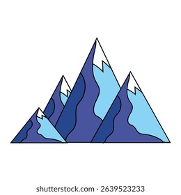 Mountain peak icon. Range summit symbol. Blue gradient hues. Vector mountain illustration.