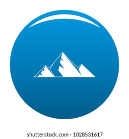 Mountain peak icon vector blue circle isolated on white background 