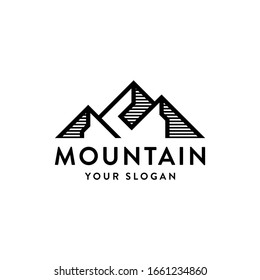 Vektorillustration der Berggipfellandschaft Logo-Design-Illustration auf weißem Hintergrund