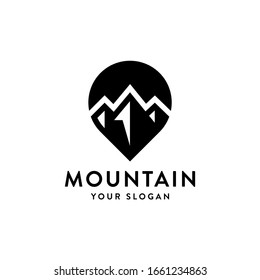 Mountain peak landscape vector logo design illustration on white background