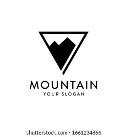 Mountain peak landscape vector logo design illustration on white background