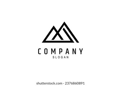 Mountain peak line art logo design