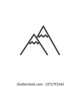 Mountain peak line icon. linear style sign for mobile concept and web design. Snowy mountains peak outline vector icon. Outdoors symbol, logo illustration. Pixel perfect vector graphics