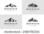 Mountain peak logo collection, Mountain Landscape Silhouette for Outdoor Travel adventure Vintage logo design