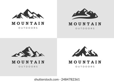 Mountain peak logo collection, Mountain Landscape Silhouette for Outdoor Travel adventure Vintage logo design