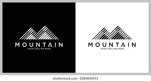 Mountain peak logo collection, Mountain Landscape Silhouette for Outdoor Travel