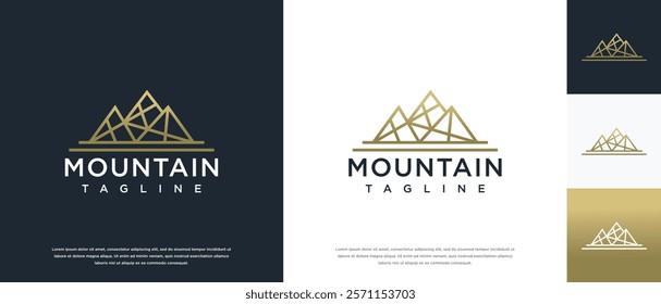 Mountain peak logo design illustration. outdoor adventure mountain icon.