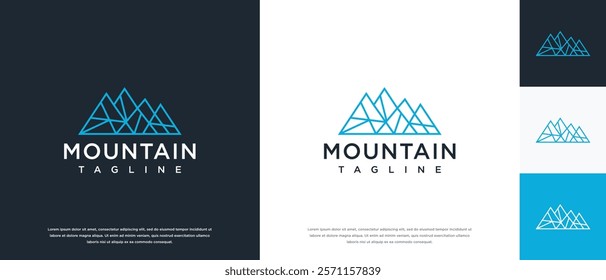 Mountain peak logo design illustration. outdoor adventure mountain icon.