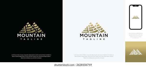 Mountain peak logo design illustration. outdoor adventure mountain logo icon