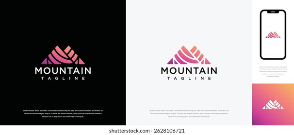 Montanha pico logotipo design ilustração. aventura exterior montanha logotipo ícone