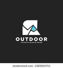 Mountain peak logo design.  outdoor hiking adventure icons. Wilderness travel symbol Vector illustration.