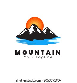 Mountain peak logo design Vector