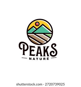 Mountain Peak Logo Design Vektor Vorlage Wald Camp Etiketten