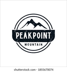 Logotipo de pico de montaña Ilustración Diseño gráfico vectorial en estilo vintage