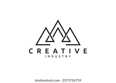 Mountain peak logo with line art design style