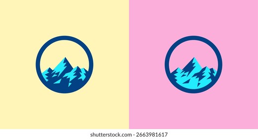 Mountain peak logo with reflection in the water
