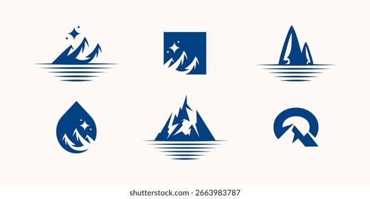 Berggipfel-Logo mit Reflexion im Wasser