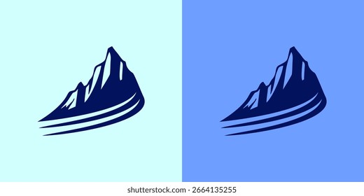 Mountain peak logo with reflection in the water