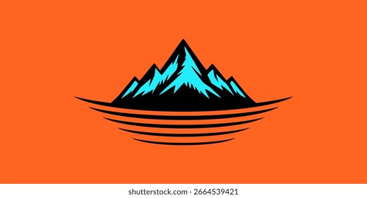 Berggipfel-Logo mit Reflexion im Wasser