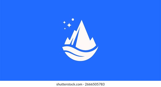Logotipo del pico de la montaña con la reflexión en el agua
