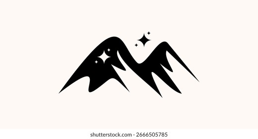 Logotipo del pico de la montaña con la reflexión en el agua