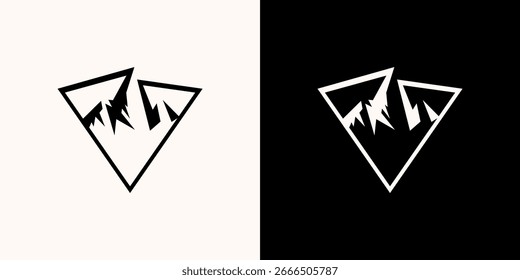 Mountain peak logo with reflection in the water