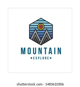 mountain peak logo template design vector illustration