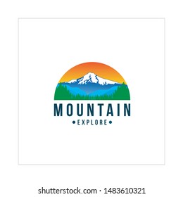 mountain peak logo template design vector illustration