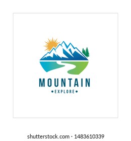mountain peak logo template design vector illustration