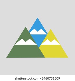 mountain peak logo, three color combination, simple design.stock vector