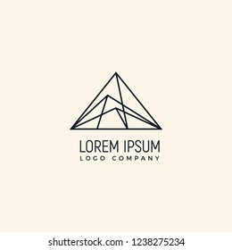 mountain peak with modern line art style and geometric logo design vector inspiration custom logo design