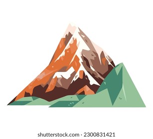 Mountain peak, nature extreme terrain adventure icon isolated