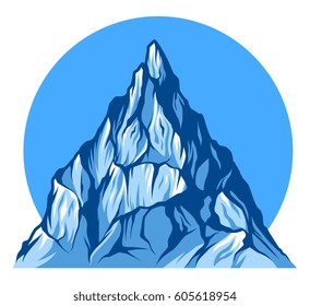 Mountain peak on the blue background.