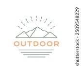 mountain peak outdoor logo design vector