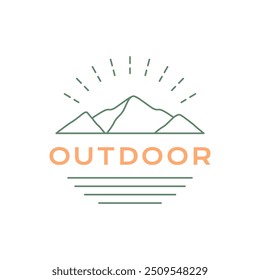 mountain peak outdoor logo design vector