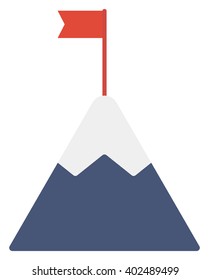 Mountain peak with red flag 