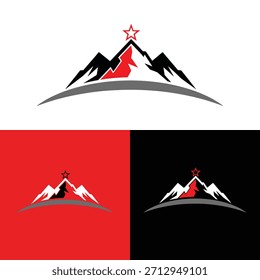 Mountain Peak mit Red Star Logo Vektorgrafik