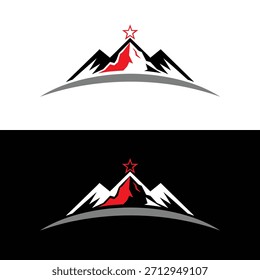 Mountain Peak com ilustração do vetor do logotipo da Estrela Vermelha