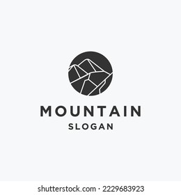 Mountain peak river creek logo vector template