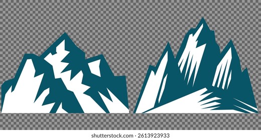 Mountain peak set. Collection different types of Mountains. Mountain landscape vector illustration set, collection of mountains in flat design style. Cute mountain vector set cute cartoon style.