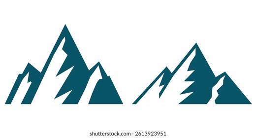 Mountain peak set. Collection different types of Mountains. Mountain landscape vector illustration set, collection of mountains in flat design style. Cute mountain vector set cute cartoon style.